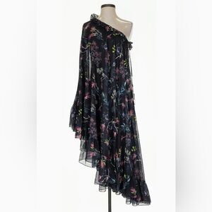 IEENA for Mac Duggal Black Floral One-shoulder Asymmetrical Dress | 2/4 (S)